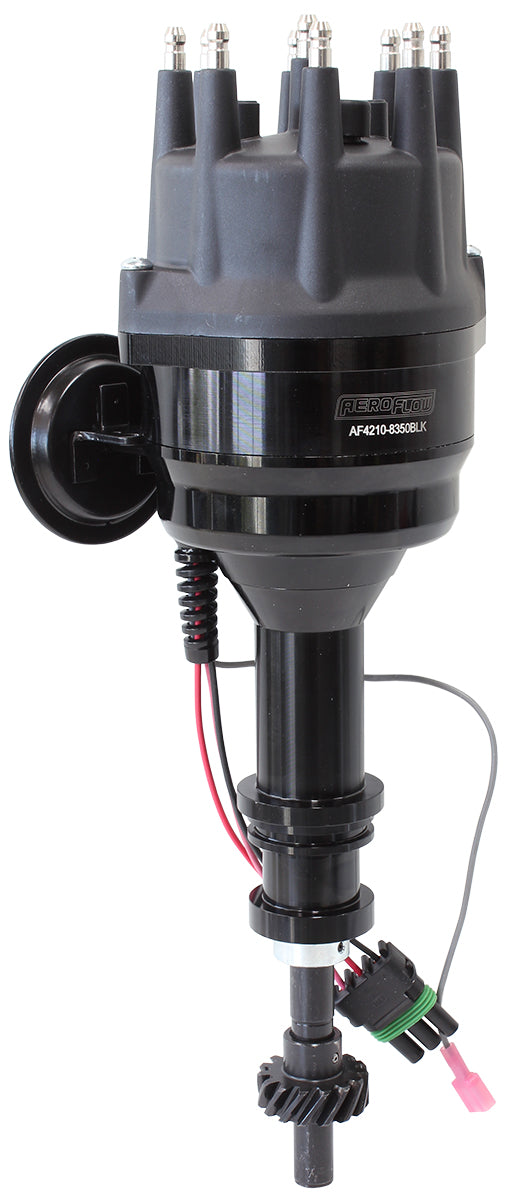 Ford 302 351C 429 460 Ready To Run, Vac Advance Black Cap Dist - AF4210-8350 Blk AF4210-8350BLK - Aeroflow