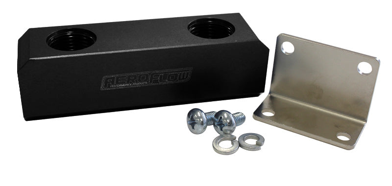 Fuel Block, Log Type -10ORB Black 2 x -10 Side, 2X -10 Top AF452-10BLK - Aeroflow