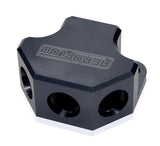 Y Block 4 Port Distribution Black 3X -8ORB 1X -10ORB Inlet AF454-10-08BLK - Aeroflow