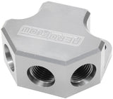 Y Block 4 Port Distribution Silver 3X -8ORB 1X -10ORB Inlet AF454-10-08S - Aeroflow
