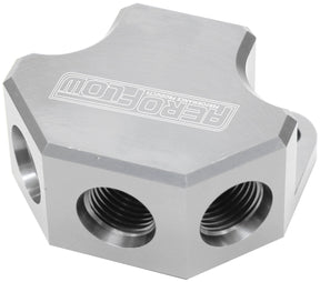 Y Block 4 Port Distribution Silver 3X -8ORB 1X -10ORB Inlet AF454-10-08S - Aeroflow