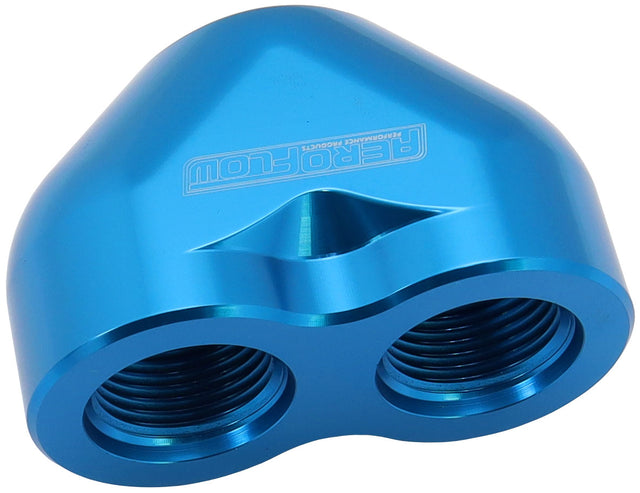 -16AN To 2 x -12AN Female ORB U Block Blue AF455-16-12 - Aeroflow