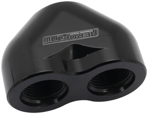 -16AN To 2 x -12AN Female ORB U Block Black AF455-16-12BLK - Aeroflow