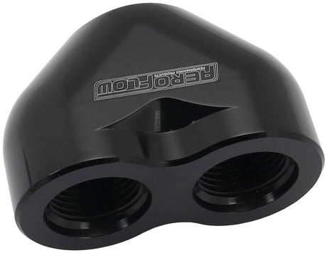 -16AN To 2 x -12AN Female ORB U Block Black AF455-16-12BLK - Aeroflow