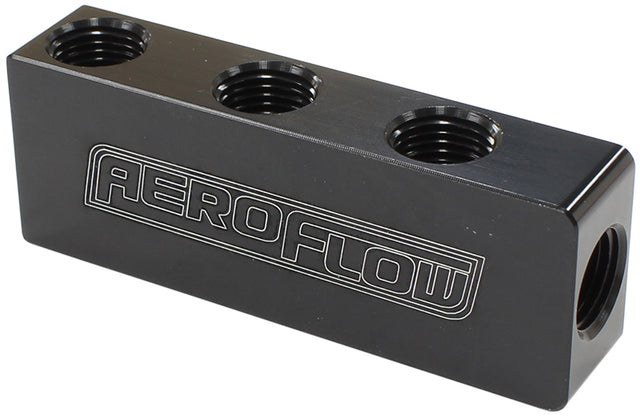 Compact Distribution Block 1 In, 6 Out All Ports 1/8" NPT AF456-01-06BLK - Aeroflow