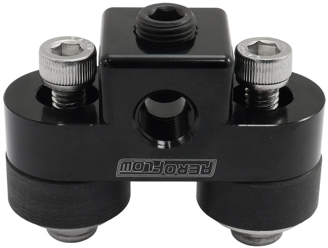 Pressure Sensor Block Black 3 x 1/8" NPT Port Mount Rubber AF456-01BLK - Aeroflow
