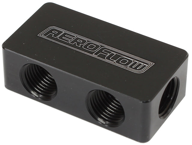 Compact Distribution Block 2 In, 4 Out All Ports 1/8" NPT AF456-02-04BLK - Aeroflow