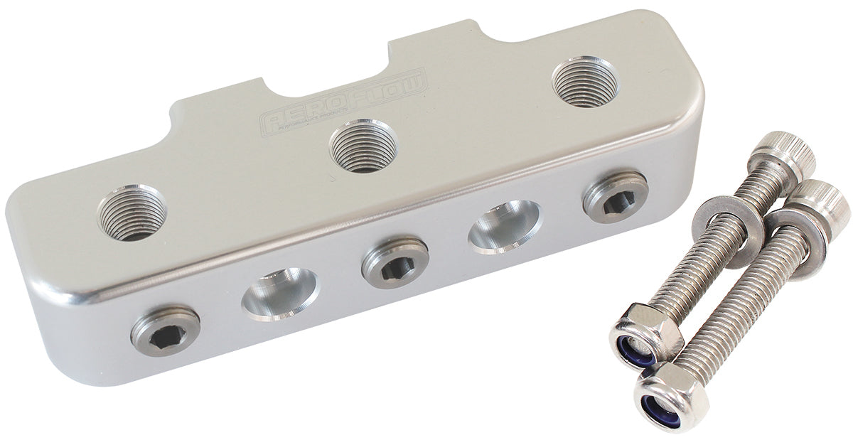 Pressure Sensor Block Silver 9 x 1/8" NPT Port Mount Log AF456-03S - Aeroflow