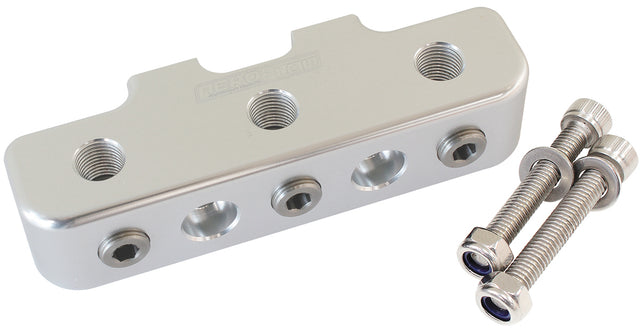 Pressure Sensor Block Silver 9 x 1/8" NPT Port Mount Log AF456-03S - Aeroflow