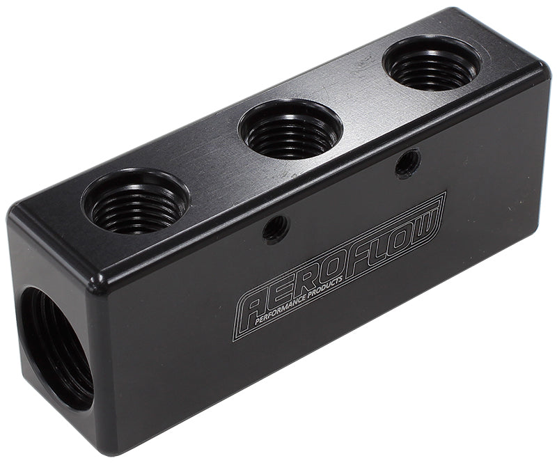 3X -6ORB 2X -8ORB Distributionblock Black Compact Style AF456-08-06BLK - Aeroflow