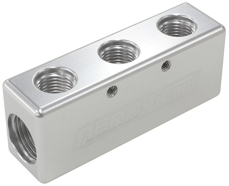 3X -6ORB 2X -8ORB Distributionblock Silver Compact Style AF456-08-06S - Aeroflow
