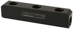 Fuel Block, Log Type -10ORB Black 2 x -10 Side, 2X -10 Top AF457-10BLK - Aeroflow