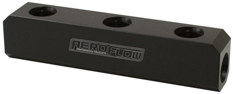 Fuel Block, Log Type -12ORB Black 2 x -12 Side, 2X -12 Top AF457-12BLK - Aeroflow