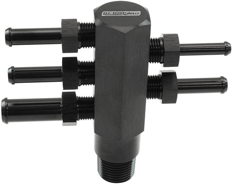 3/8 NPT Vacuum Tree Alloy BLAC5 x 1/8" NPT To Barb Intake Manifold AF458-06 Blk AF458-06BLK - Aeroflow