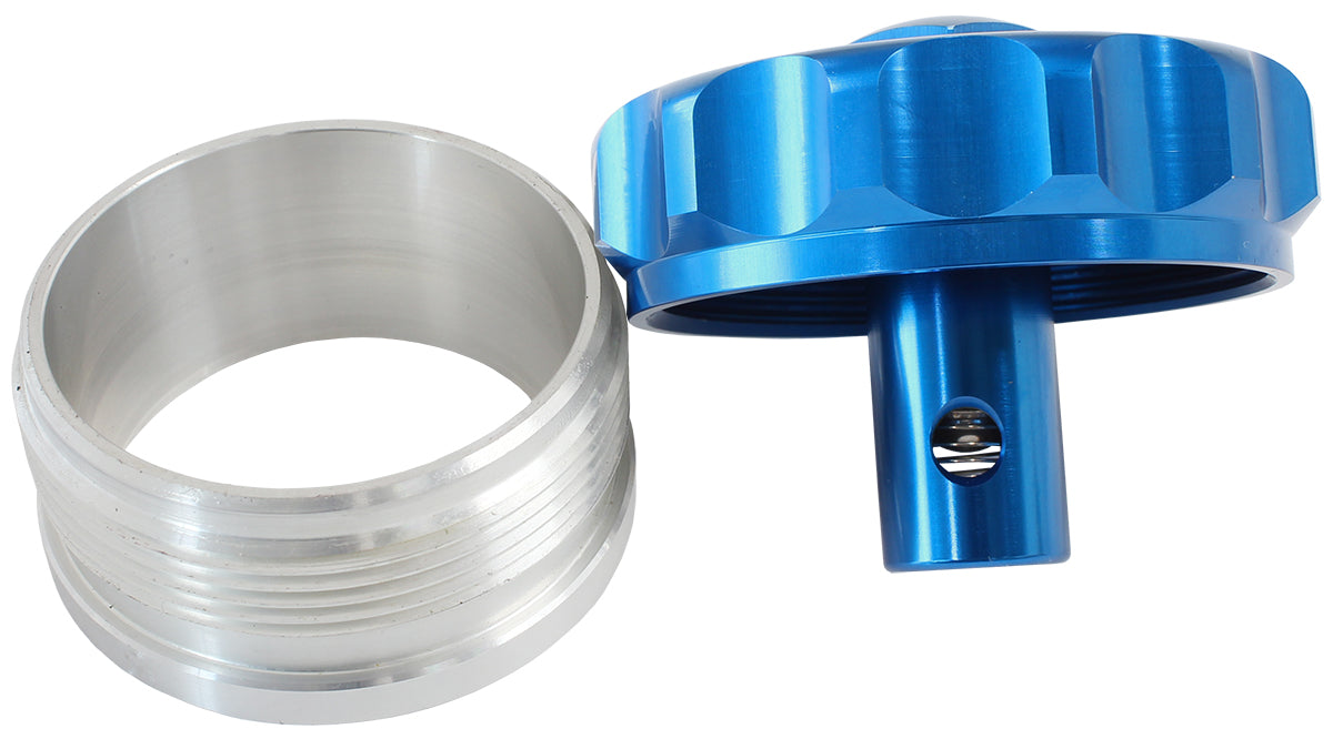 2" Aluminium Weld Bung And Cap Blue With Roll Over Valve AF460-32-RV-BL - Aeroflow