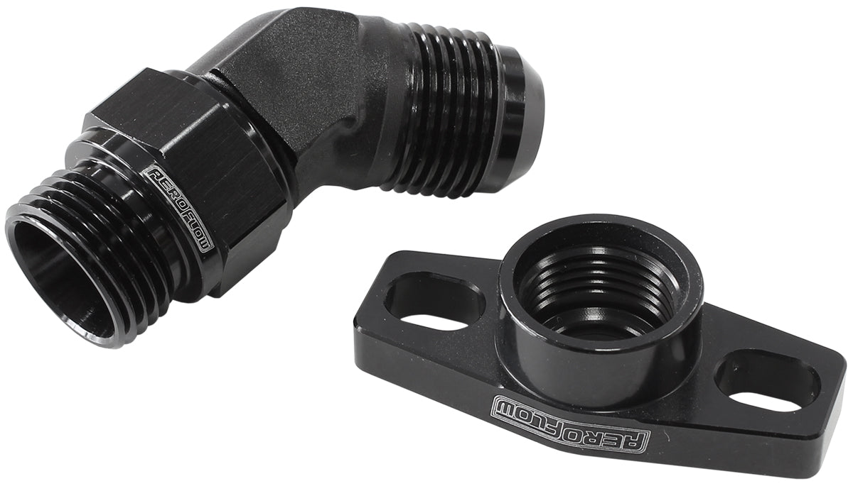 Turbo Drain Adapter -10AN 45 Degree 38-44mm Hole Centres AF463-12 - Aeroflow