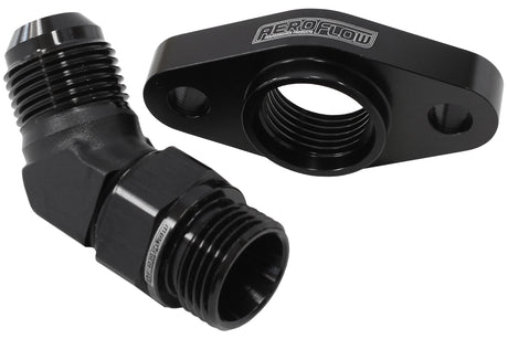 Turbo Drain Adapter -10AN 45 Degree 51mm Hole Centres AF463-16 - Aeroflow