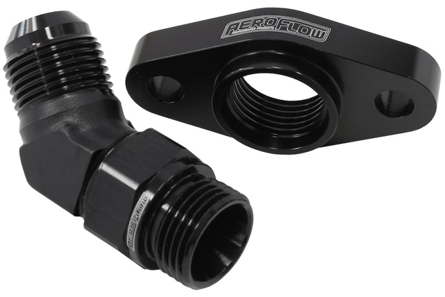 Turbo Drain Adapter -10AN 45 Degree 51mm Hole Centres AF463-16 - Aeroflow