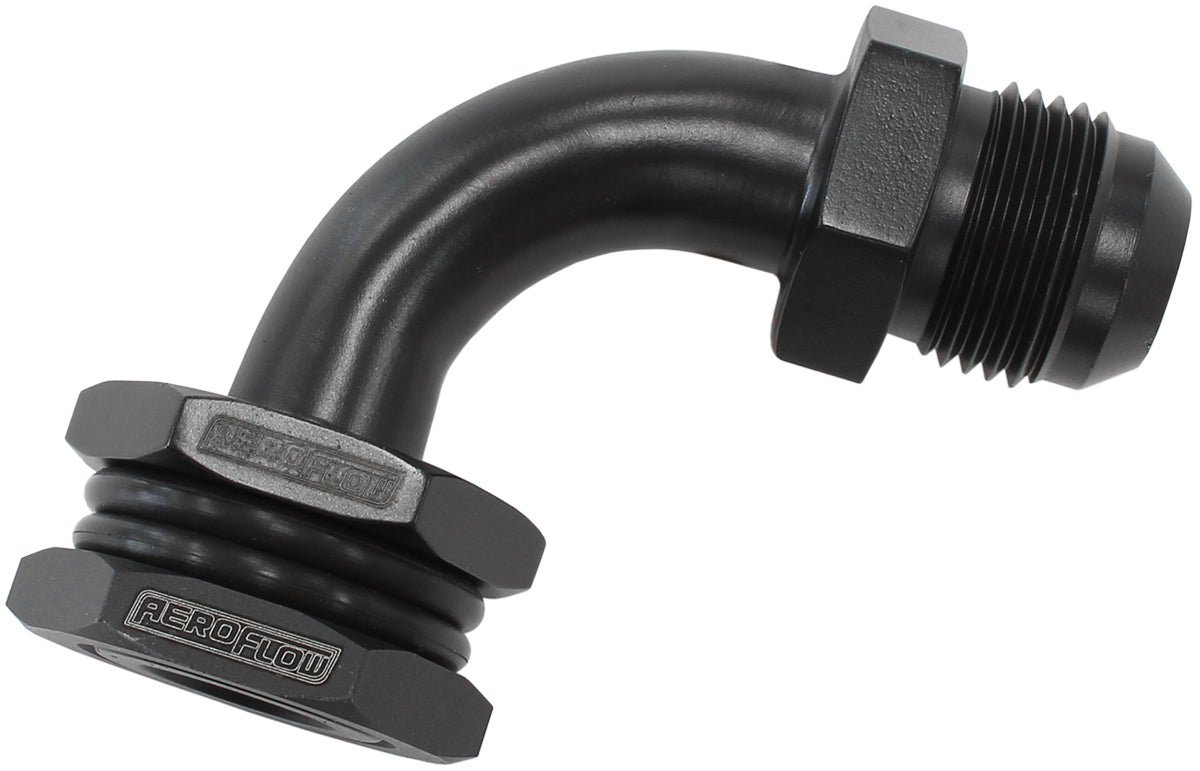 Bulkhead 90 Turbo Drain -10AN Male Oil Pan Sump Adapter AF463-33 - Aeroflow