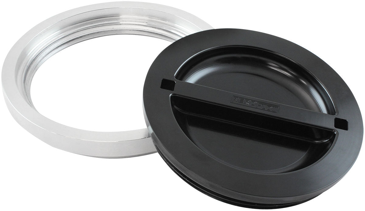 6" Weld Bung And Black Cap Alloy Ice Box Female Weld-On Water - AF464-96 Blk AF464-96BLK - Aeroflow