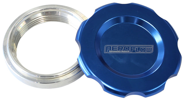 3" Weld Bung And Blue Cap Low Profile Female Weld-On AF465-48BL - Aeroflow