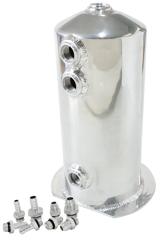 Surge Tank 2.5L Spun Alloy 3 x 3/8 1 x 1/2 Or 3X -6AN 1X -8AN AF49-1016 - Aeroflow