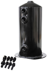 Surge Tank 2.5L Anodised Black 3 x 3/8 1 x 1/2 Or 3X -6AN 1X -8AN AF49-1016BLK - Aeroflow