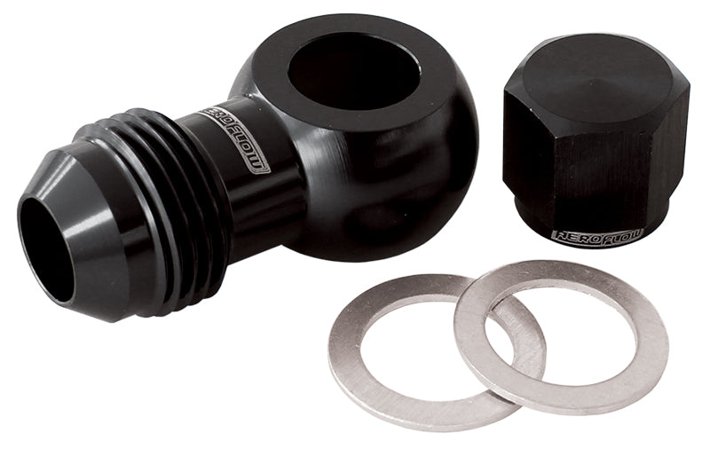 / Bosch Fuel Pump Banjo Kit To -8AN Inc Washers AF49-1035BLK - Aeroflow