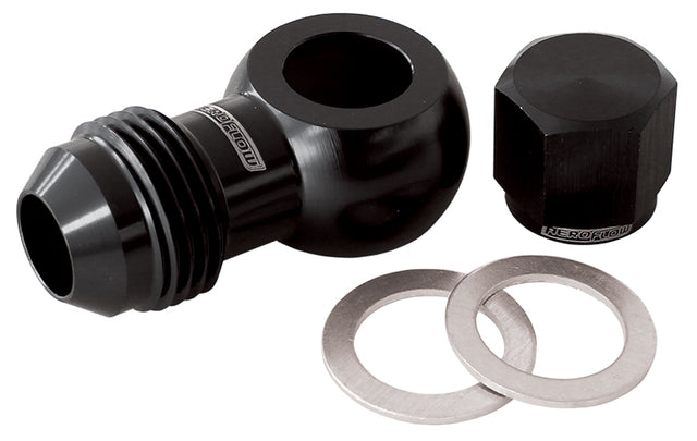 / Bosch Fuel Pump Banjo Kit To -8AN Inc Washers AF49-1035BLK - Aeroflow