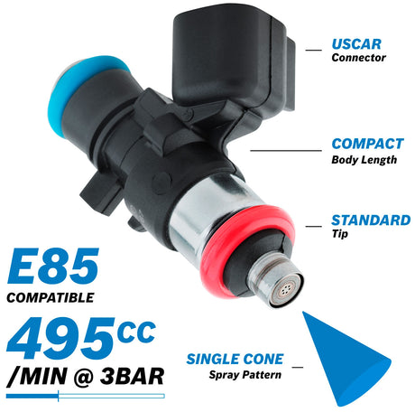 Bosch 495CC Fuel Injector EV14 Short Uscar 0280158187 AF49-1900 - Aeroflow