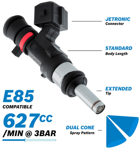 Bosch 627CC Fuel Injector EV14 Medium Jetroni 0280158123 AF49-1904 - Aeroflow