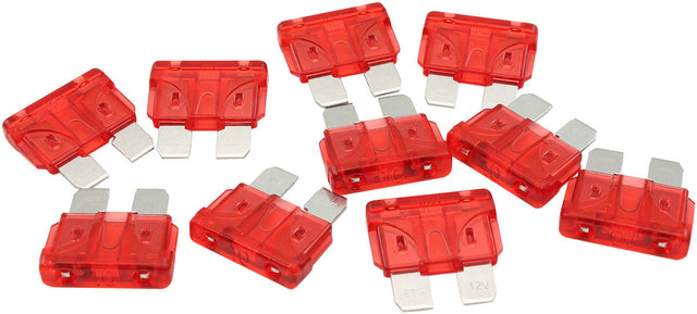 10 Amp Standard Blade Fuse Red Colour 10 Pack AF49-4007 - Aeroflow