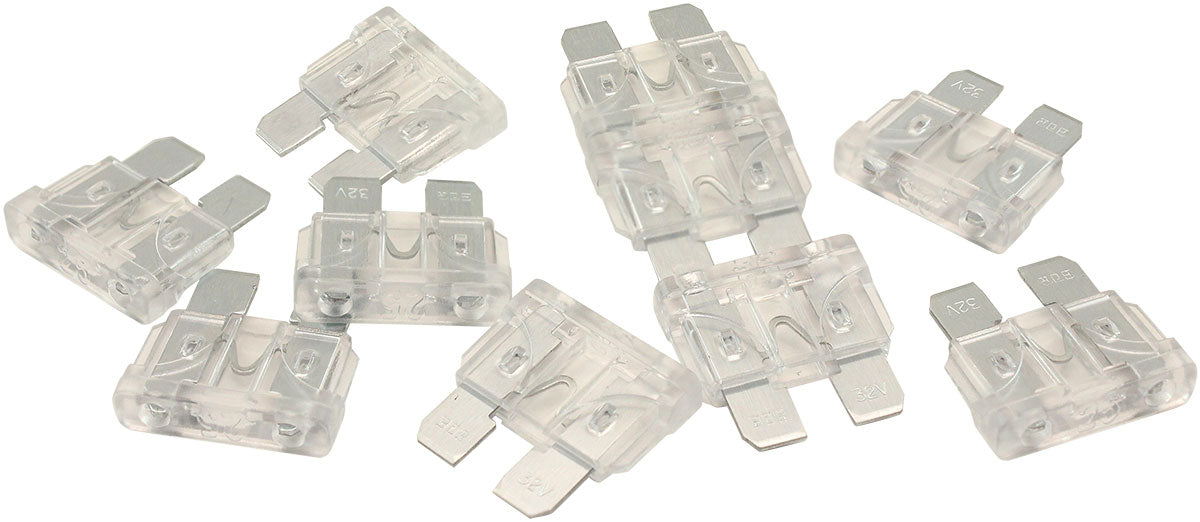 25 Amp Standard Blade Fuse Clear Colour 10 Pack AF49-4010 - Aeroflow