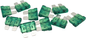 30 Amp Standard Blade Fuse Green Colour 10 Pack AF49-4011 - Aeroflow