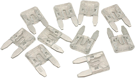 25 Amp Mini Blade Fuse Clear Body Colour 10 Pack AF49-4021 - Aeroflow