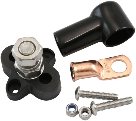 Single Post M10 Electrical Blkdistribution Block Neg Stud AF49-4067BLK - Aeroflow