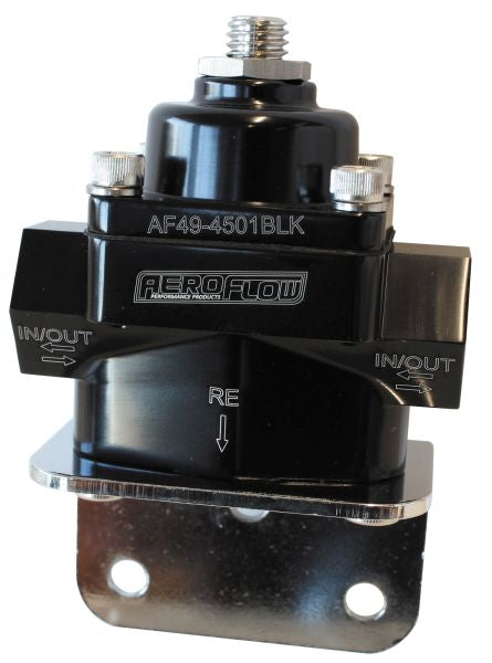 Bypass Reg 4.5-9 PSI Adjustabl -8 ORB Ports Bottom Return AF49-4501BLK - Aeroflow