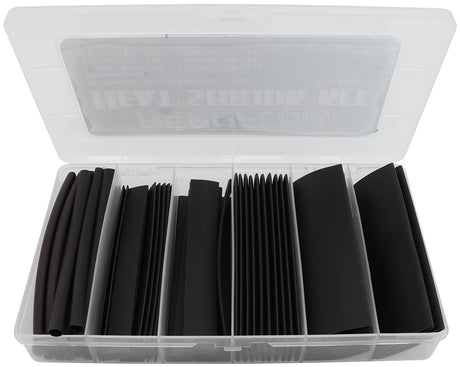 Black Heat Shrink Kit 61 Pieces 2:1 Ratio 4-25mm AF49-8990BLK - Aeroflow