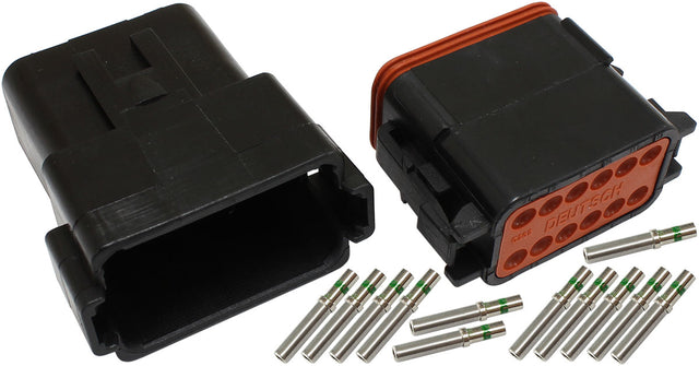 Weathertight 12 Pin Connector Kit Deutsch Dt Style Black AF49-9012 - Aeroflow