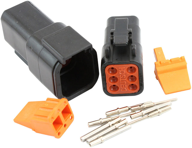 Weathertight Dtm 6 Pin Black Connector Kit Deutsch Dtm Styl AF49-9106 - Aeroflow