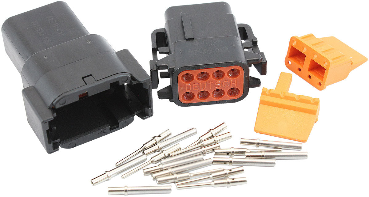 Weathertight Dtm 8 Pin Black Connector Kit Deutsch Dtm Styl AF49-9108 - Aeroflow
