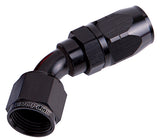 Alloy 45 Deg Hose End -10AN Black Cutter Style Full Swivel AF502-10BLK - Aeroflow