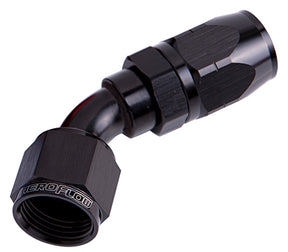 Alloy 45 Deg Hose End -12AN Black Cutter Style Full Swivel AF502-12BLK - Aeroflow