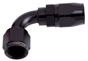 Alloy 90 Deg Hose End -10AN Black Cutter Style Full Swivel AF503-10BLK - Aeroflow