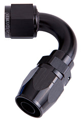 Alloy 120 Deg Hose End -8AN Black Cutter Style Full Swivel AF504-08BLK - Aeroflow
