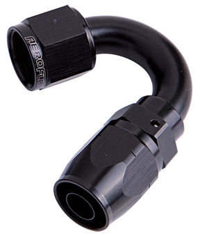 Alloy 150 Deg Hose End -4AN Black Cutter Style Full Swivel AF505-04BLK - Aeroflow