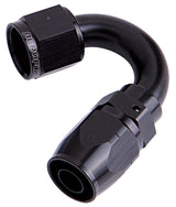 Alloy 150 Deg Hose End -6AN Black Cutter Style Full Swivel AF505-06BLK - Aeroflow