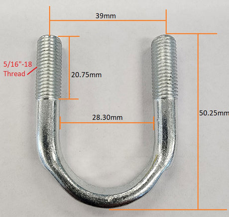 Forged U-Bolts Pair Suits 1-1/8" Cap AF5074-1006 - Aeroflow