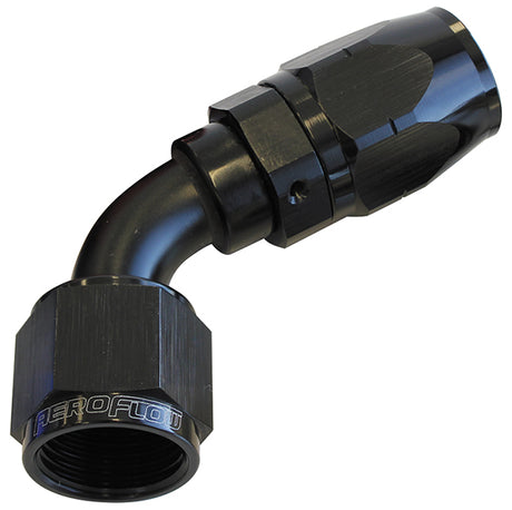 Alloy 60 Deg Hose End -12AN Black Cutter Style Full Swivel AF508-12BLK - Aeroflow