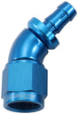 -6AN To 5/16" Barb 45 Deg Full Flow Push Lock Blue AF512-06-05 - Aeroflow